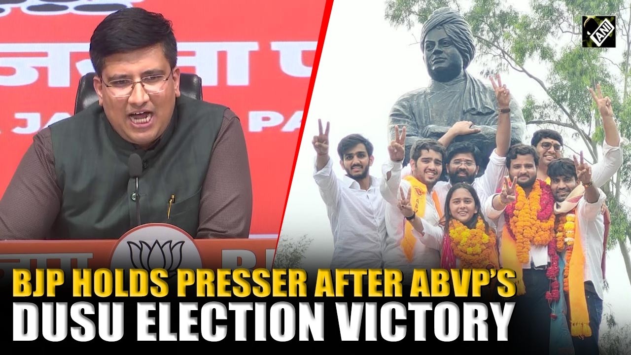 Delhi: BJP holds press conference after ABVP&rsquo;s victory in DUSU student elections