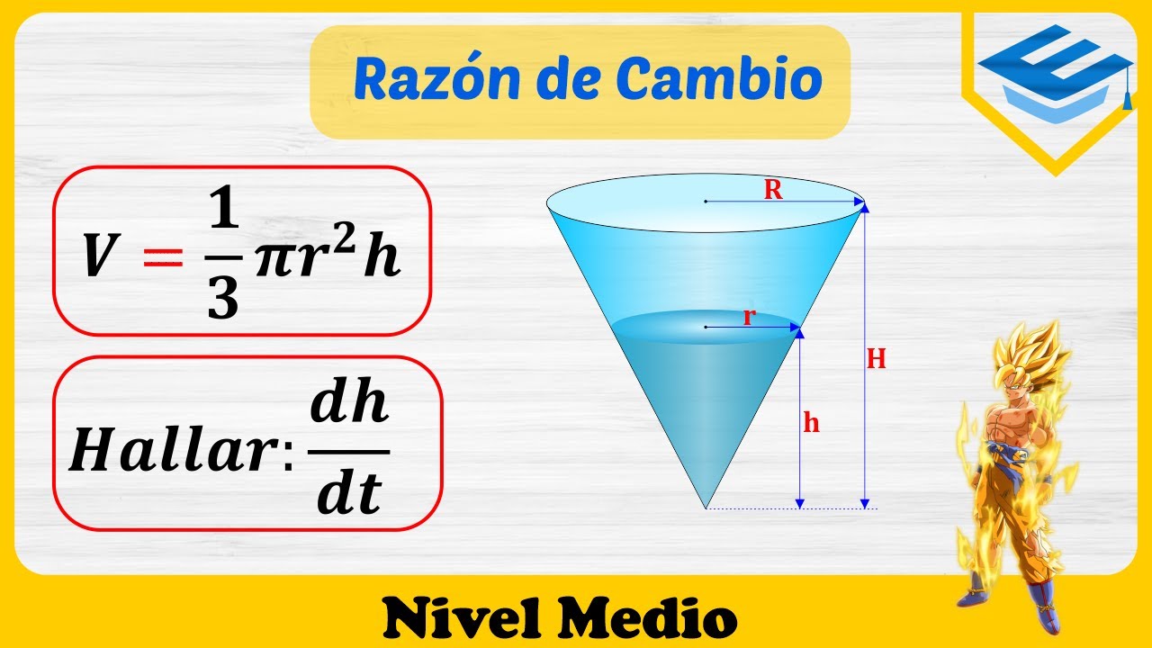 Razón de Cambio (LLENADO DE UN TANQUE - Cono Invertido)