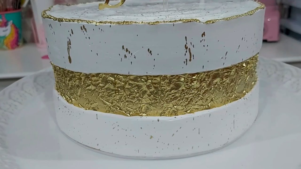 DECORAÇÃO FAULT LINE DOURADO  / TÉCNICA COM O PAPEL ALUMINIO / PARIS CAKE DESIGNER