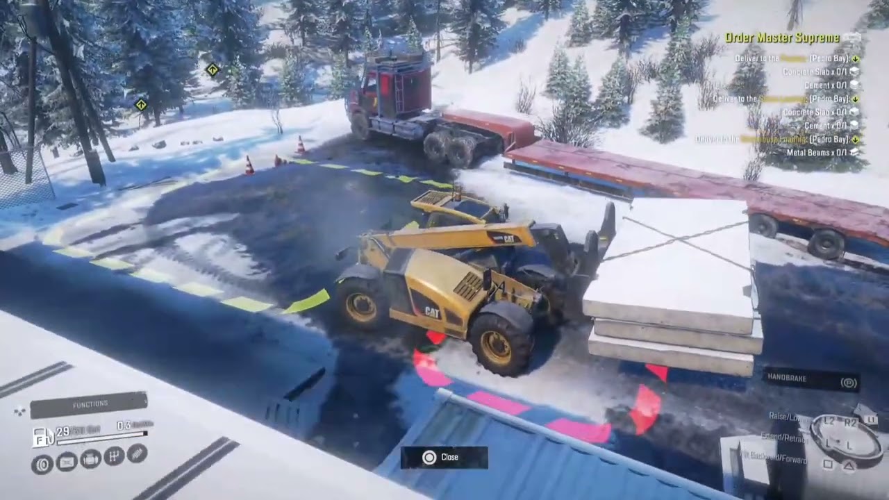 Trying out the forklift in snowrunner