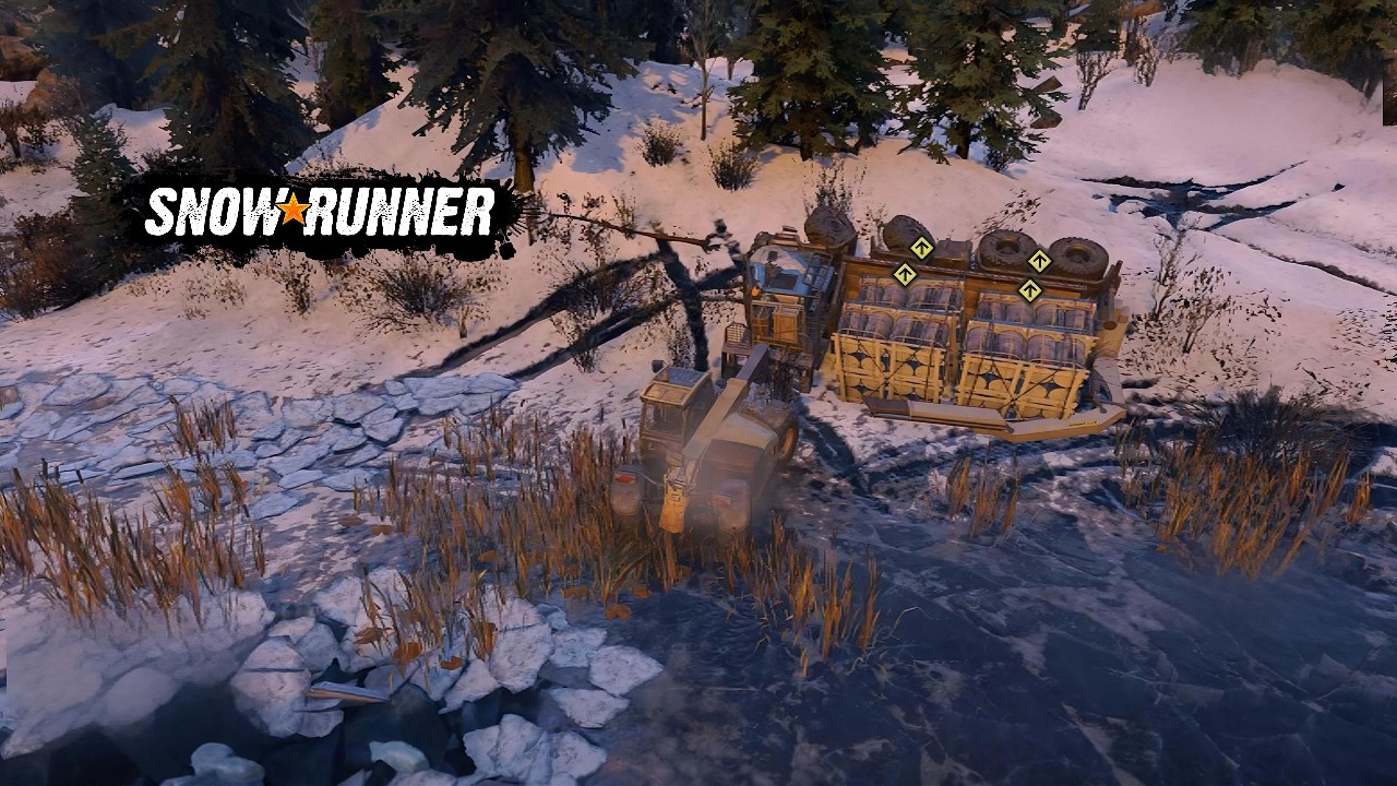 SnowRunner Caminhão virou com Barris de Petróleo  - #4k