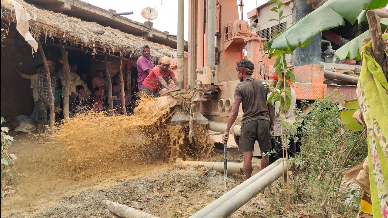 Bore well drilling 10hp motor water || Village Farming Land Borewell Point | 10Hp Journey Of Water