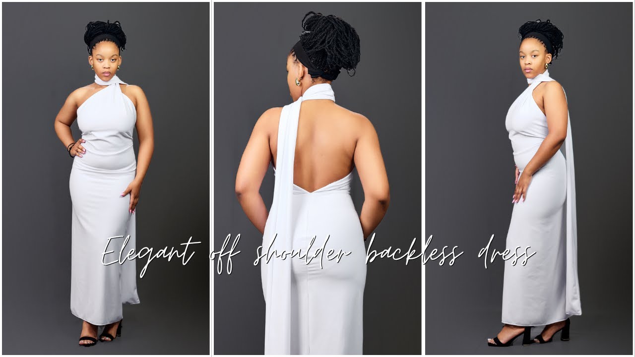 Elegant Off Shoulder Backless Dress.