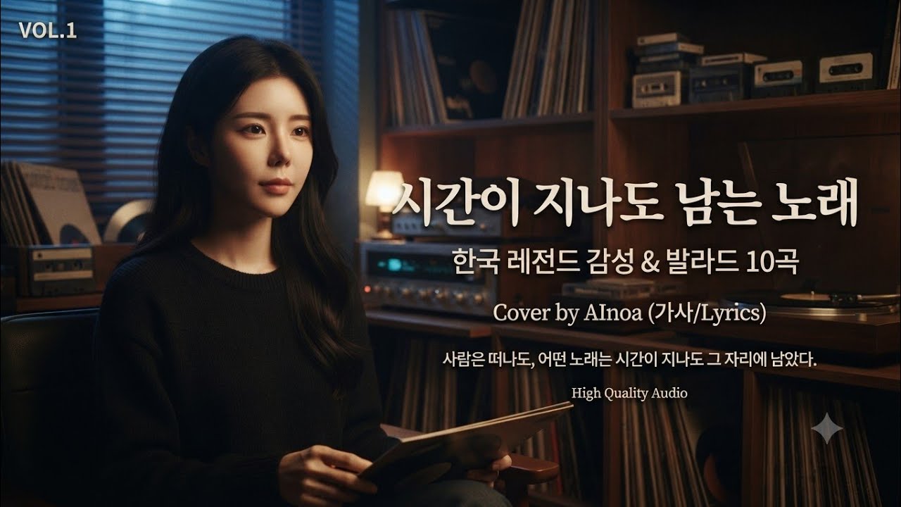 🎧 시간이 지나도 남는 노래 Vol.1 | 한국 레전드 감성 & 발라드 10곡 | Cover by AInoa (가사/Lyrics) | High Quality Audio