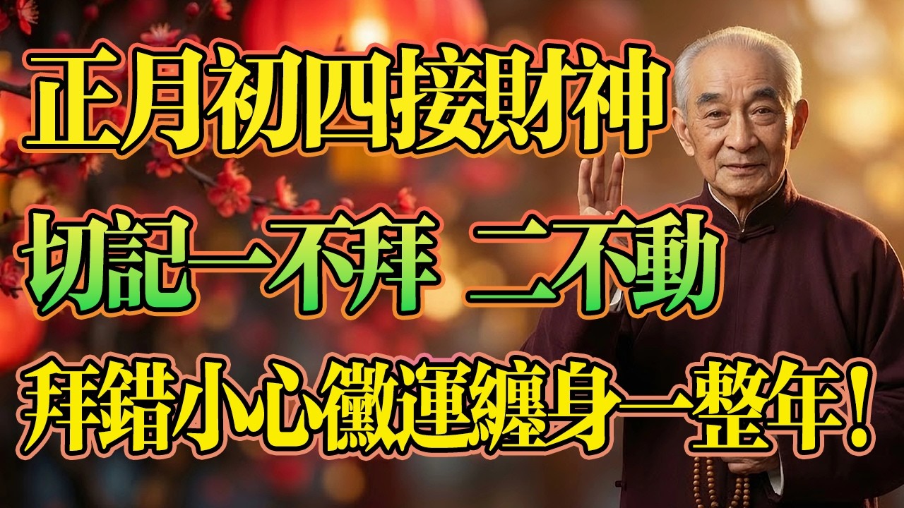 南懷瑾：正月初四「接神日」，老人千萬要小心了：一不拜、二不吃，三不動！否則當心火馬年燒光你半輩子積攢的福報！#風水 #運勢 ##南懷瑾 #佛學智慧 #因果輪回 #2026丙午年 #易經命理 #修行