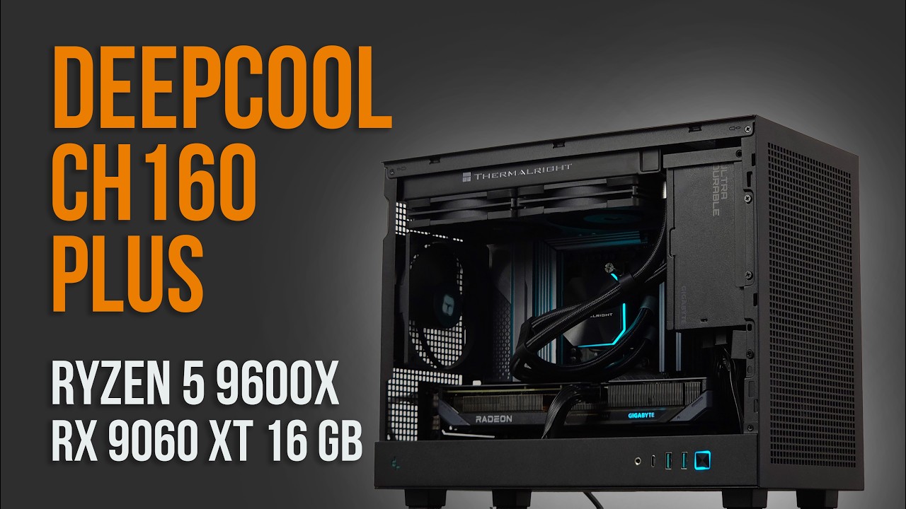 Компактный игровой ПК Deepcool CH160 Plus mATX 2K | Ryzen 5 9600X + Radeon RX 9060 XT 16 ГБ