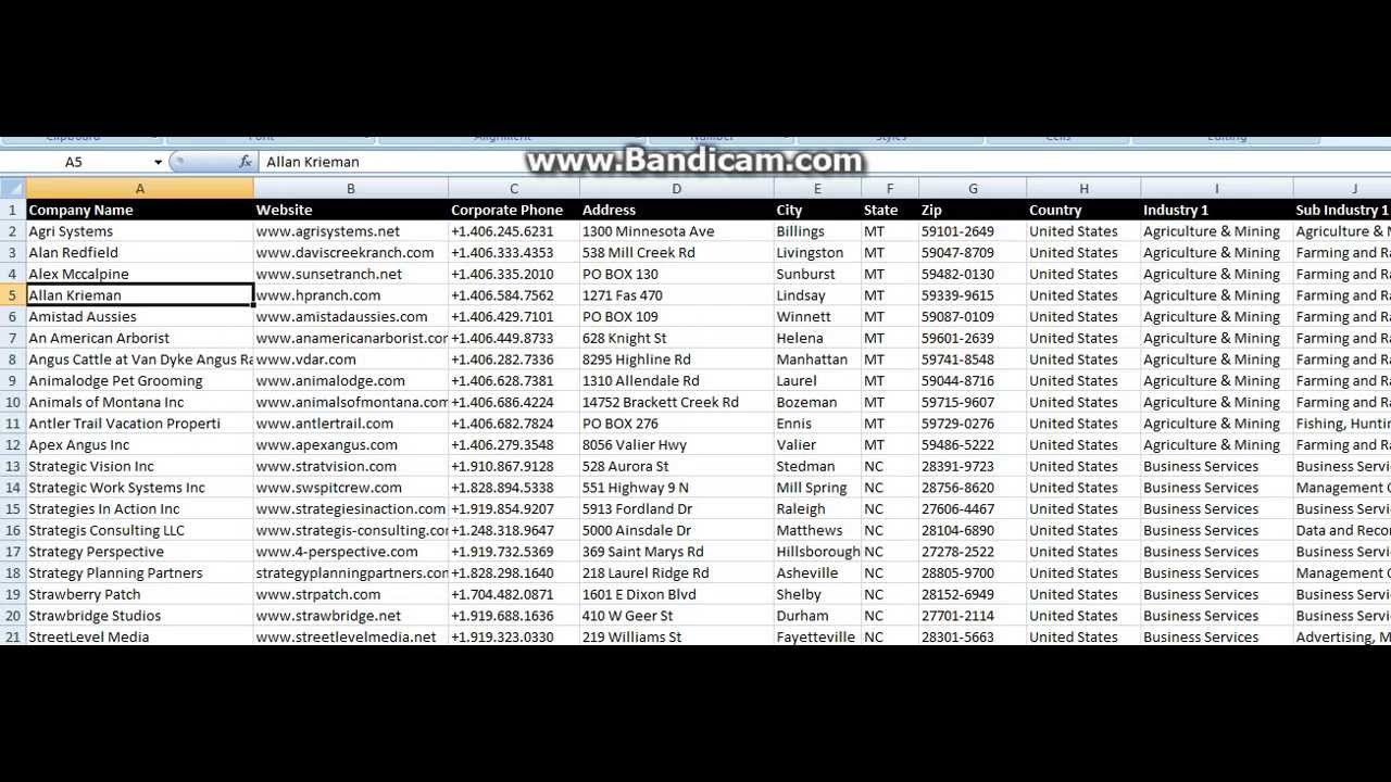 2013 USA Business Database - List of US Companies in Excel format