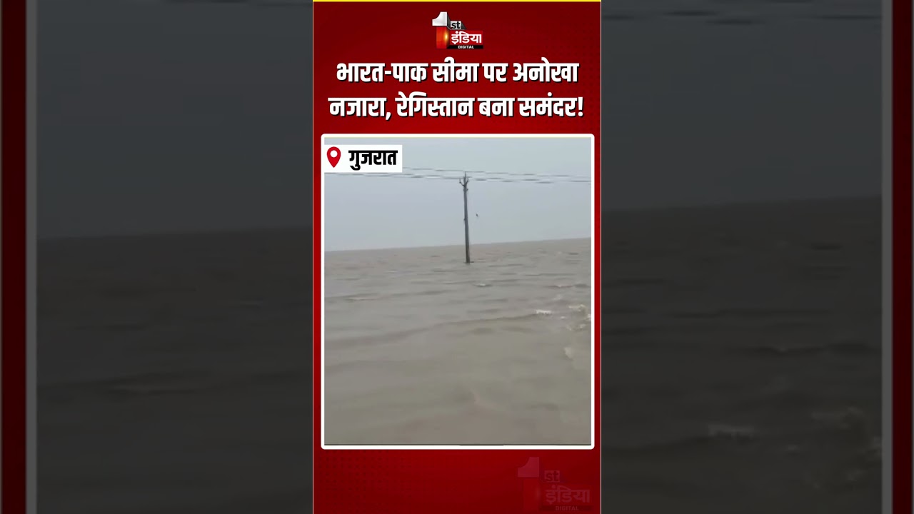 Gujarat Heavy Rain: भारत-पाक सीमा पर अनोखा नजारा, रेगिस्तान बना समंदर|Nadabet Indo-Pak Border Flood