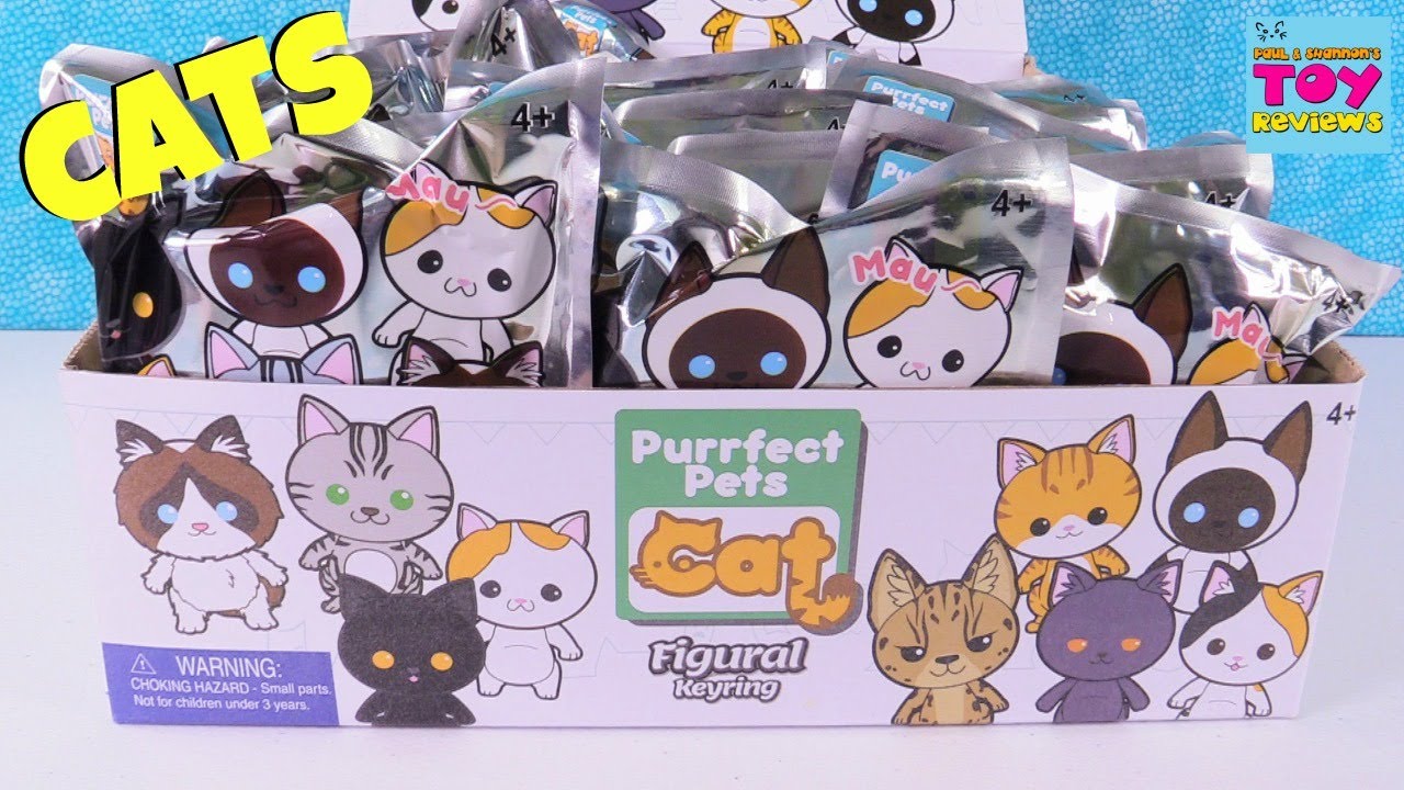 Purrfect Pets Cat Figural Keyrings Full Box Opening Toy Review | PSToyReviews