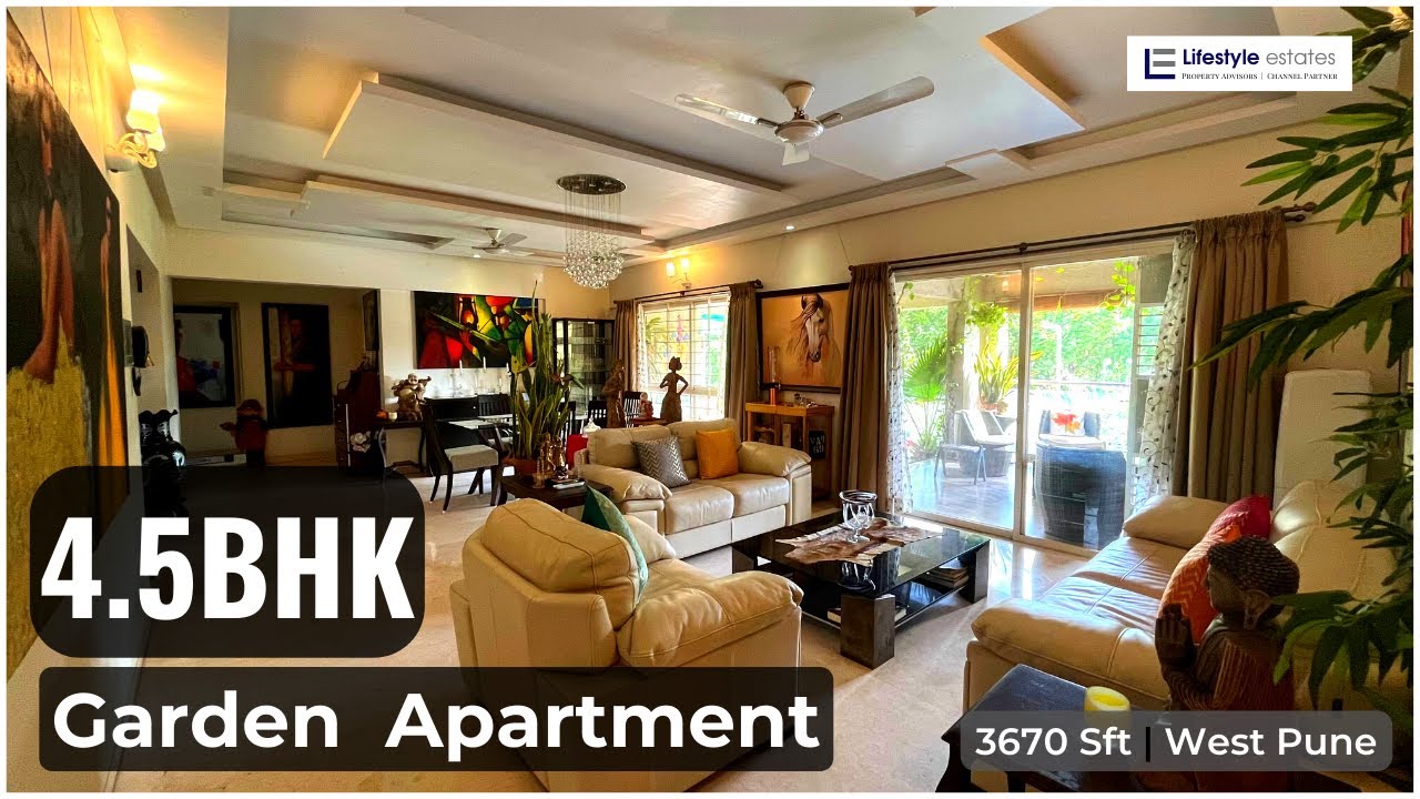4.5 Bedroom Garden Apartment for Sale @West-Pune | 3670 sft usable area with beautiful garden & deck