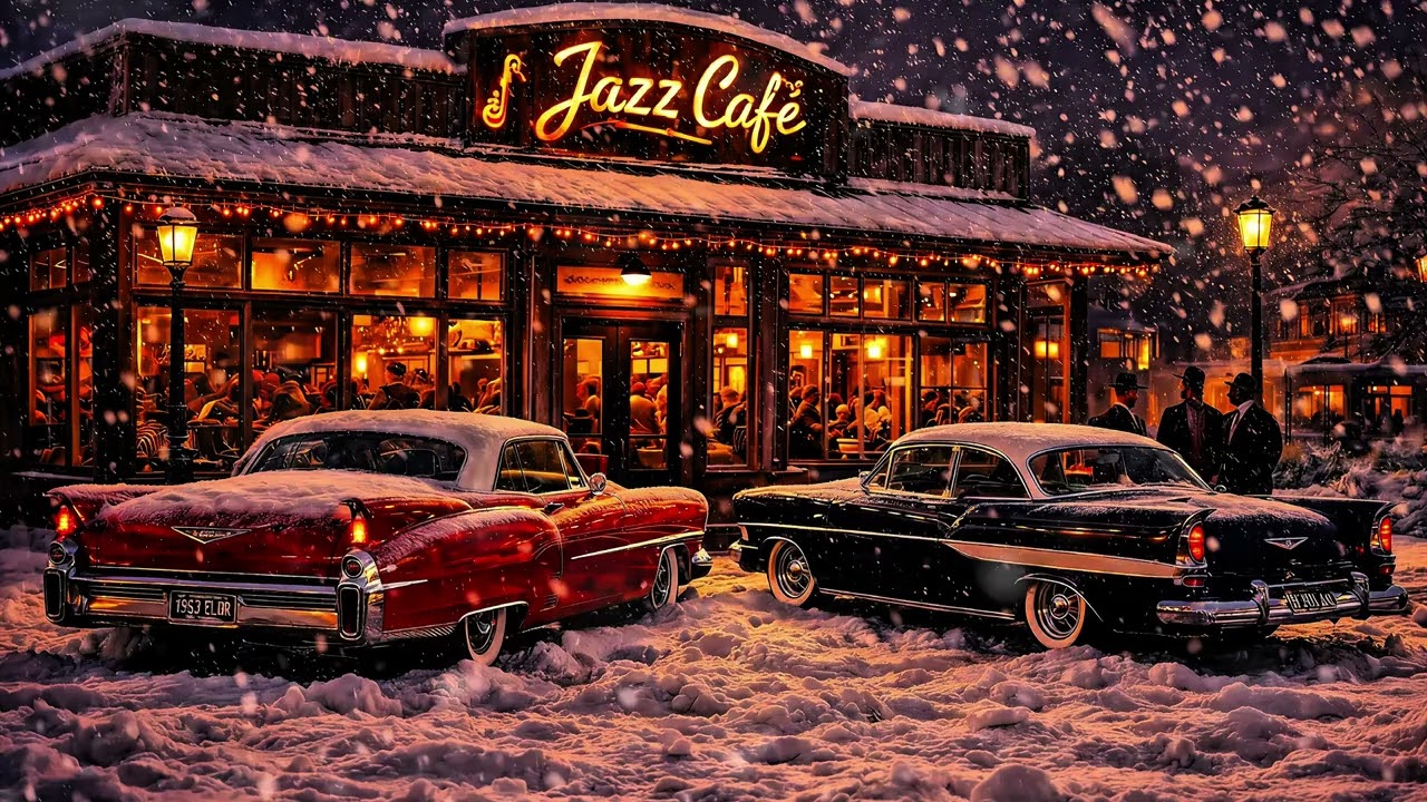 1950s Vintage Jazz Café ☕ Cozy Evening Ambience | Frank Sinatra Style