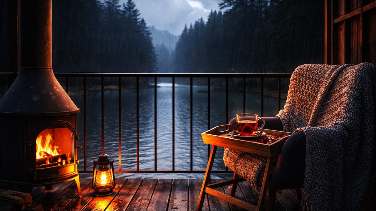 HEAVY NIGHT RAIN SOUNDS AND RUMBLING THUNDER | CALM ATMOSPHERE FOR DEEPER SLEEP AND DEEP RELAXATION