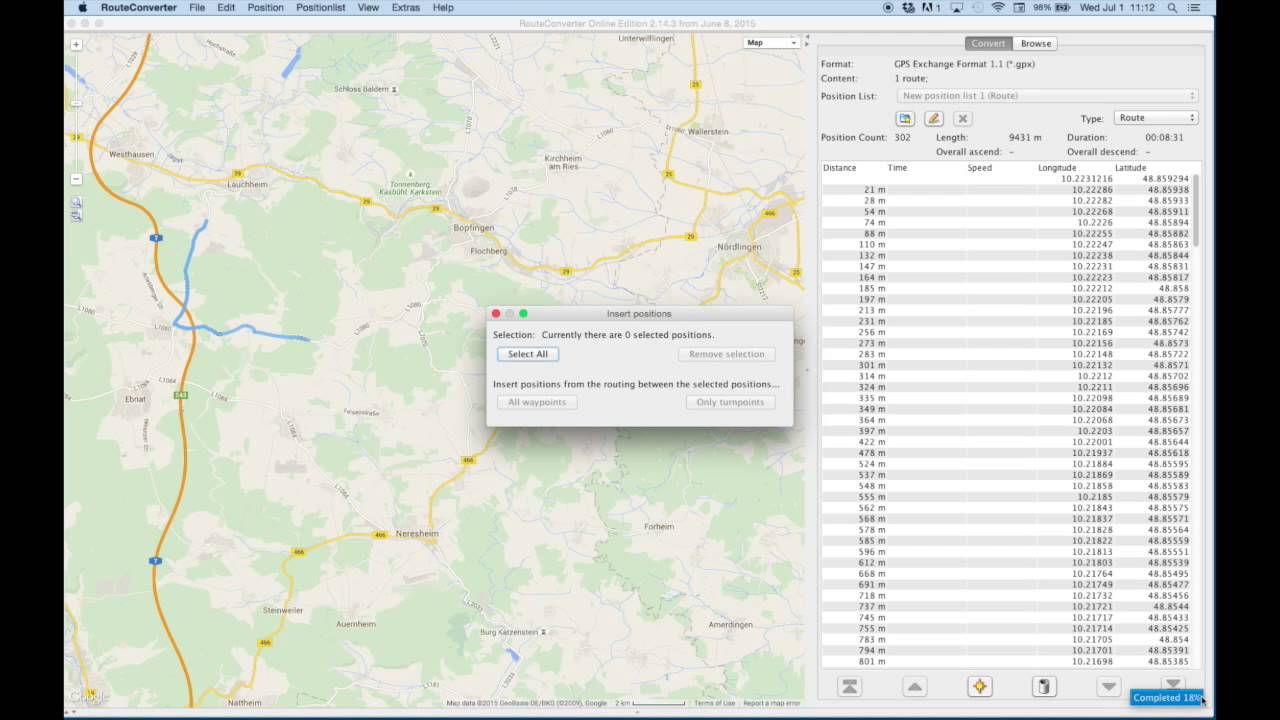 Create a Route with RouteConverter and make a GPX from it