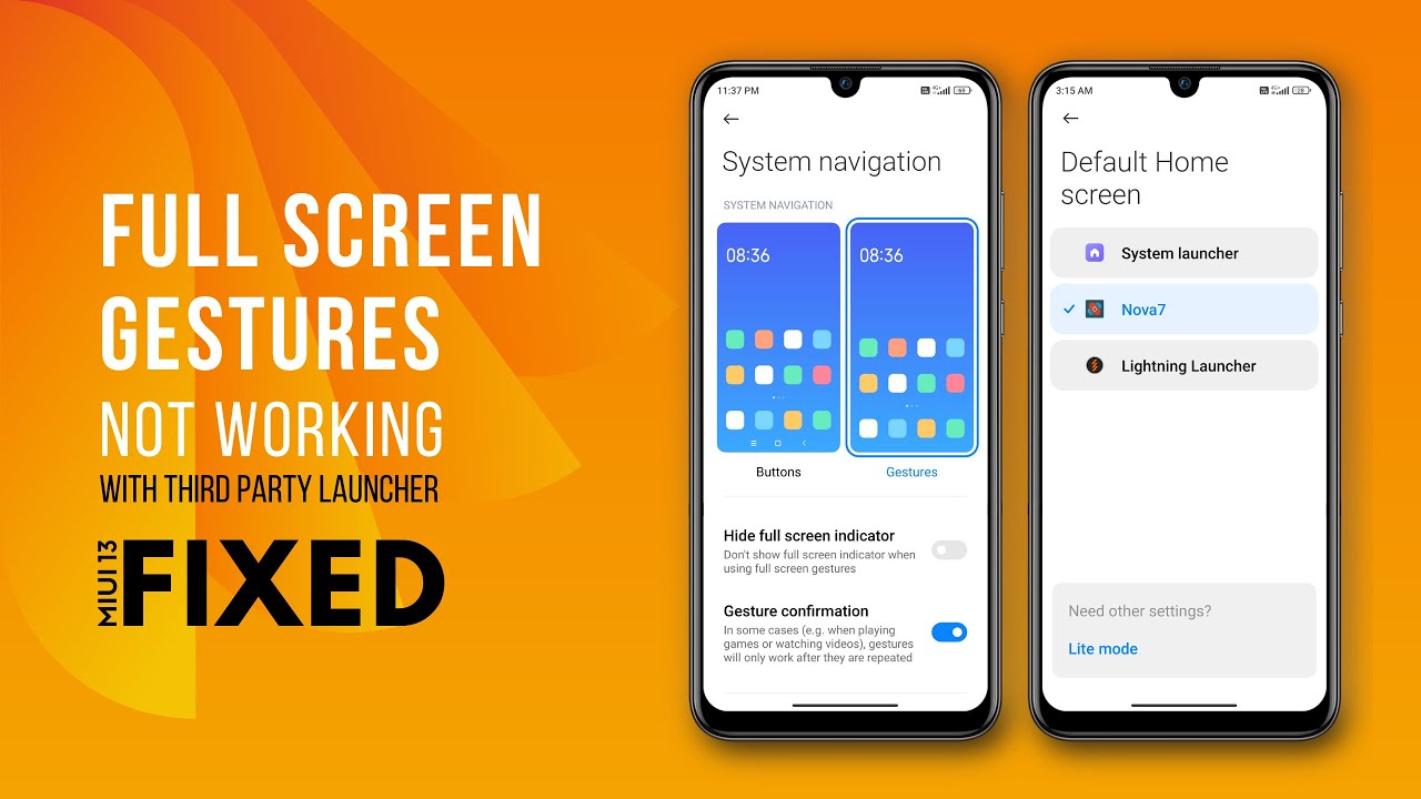 Fixed Full screen Gesture Not working with Third party Launcher in MIUI 13