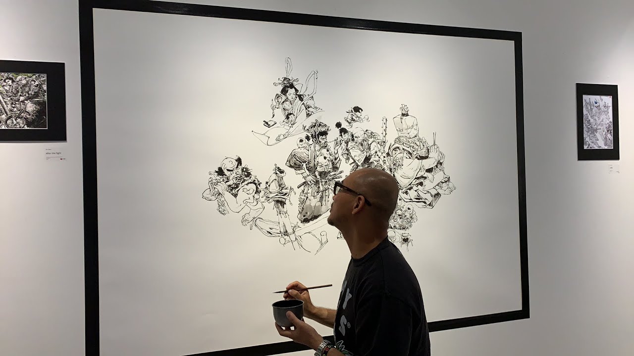 KimJungGi Live Drawing at Kiyoshi Gallery ,Roppongi, Tokyo, Japan. 2nd day #1
