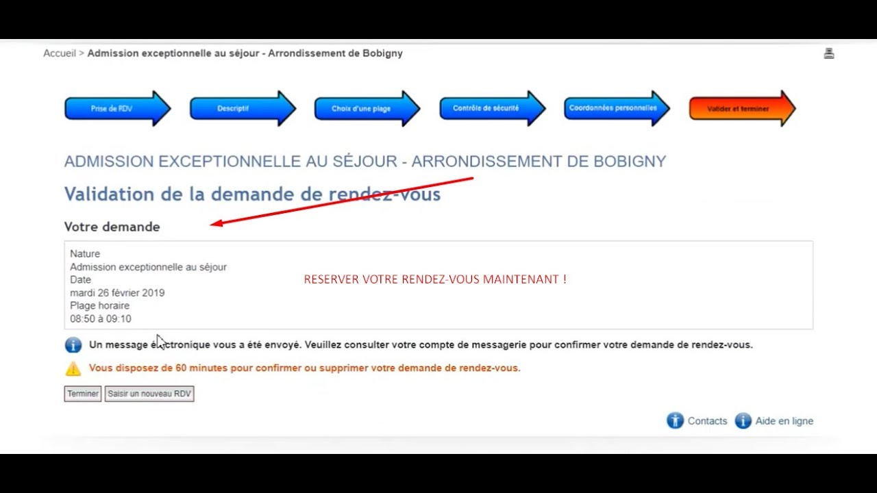 Rendez-vous admission exceptionnelle au s&eacute;jour &agrave; la pr&eacute;fecture de Bobigny - 2019