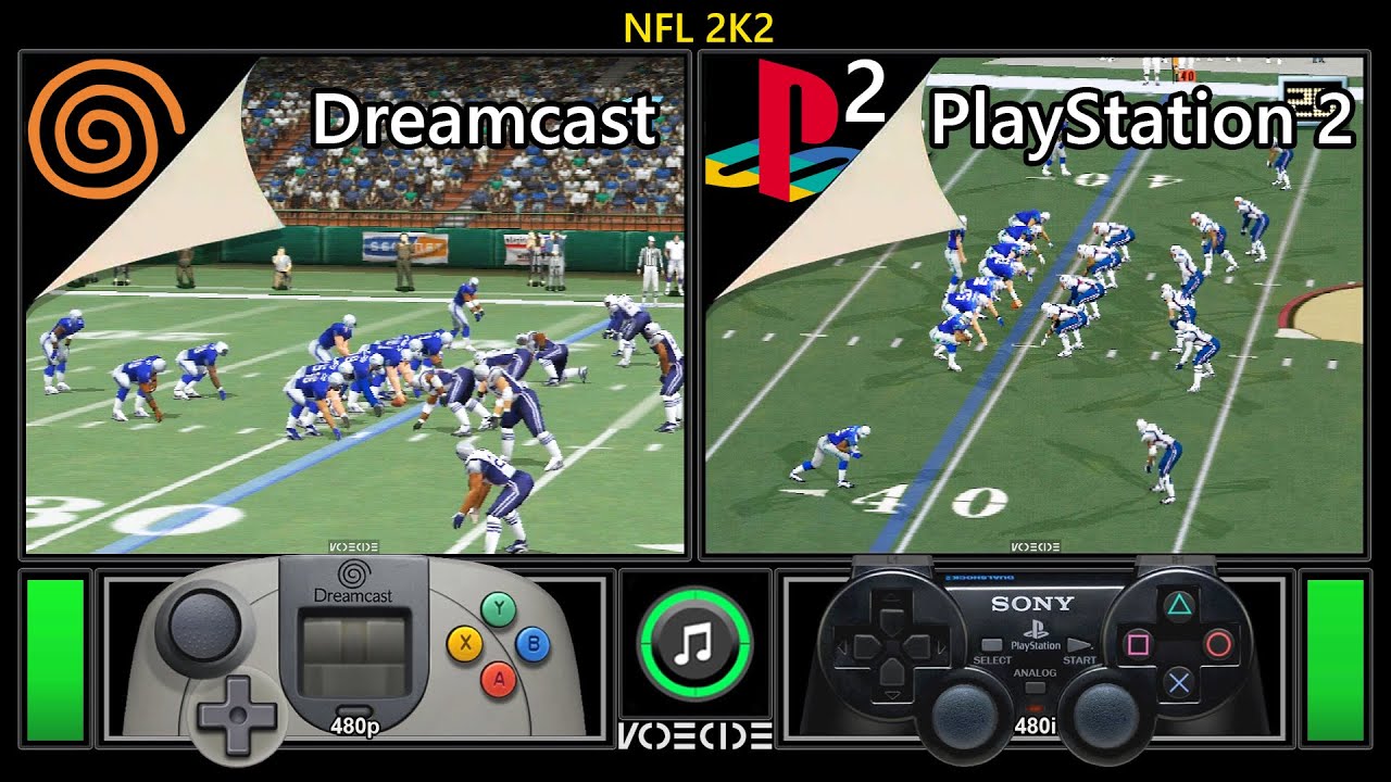 NFL 2K2 (Dreamcast vs PlayStation 2) Real Hardware Comparison