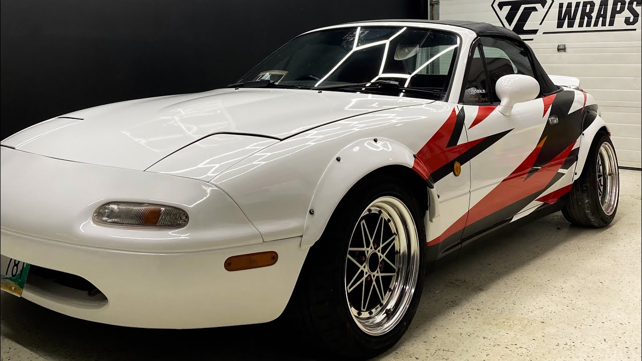 RHD Miata Full Custom livery Wrap install.
