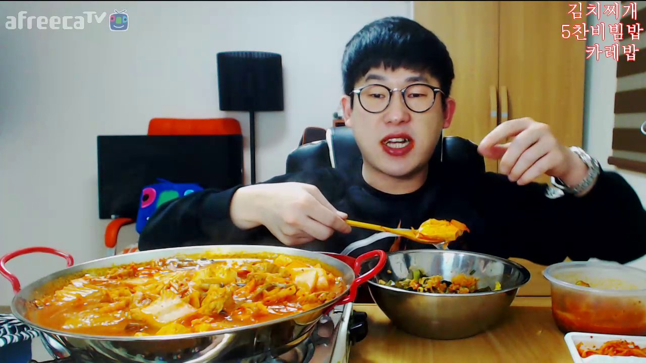 오랜만에 한식!김치찌개+5찬비빔밥+카레밥[가르마]먹방