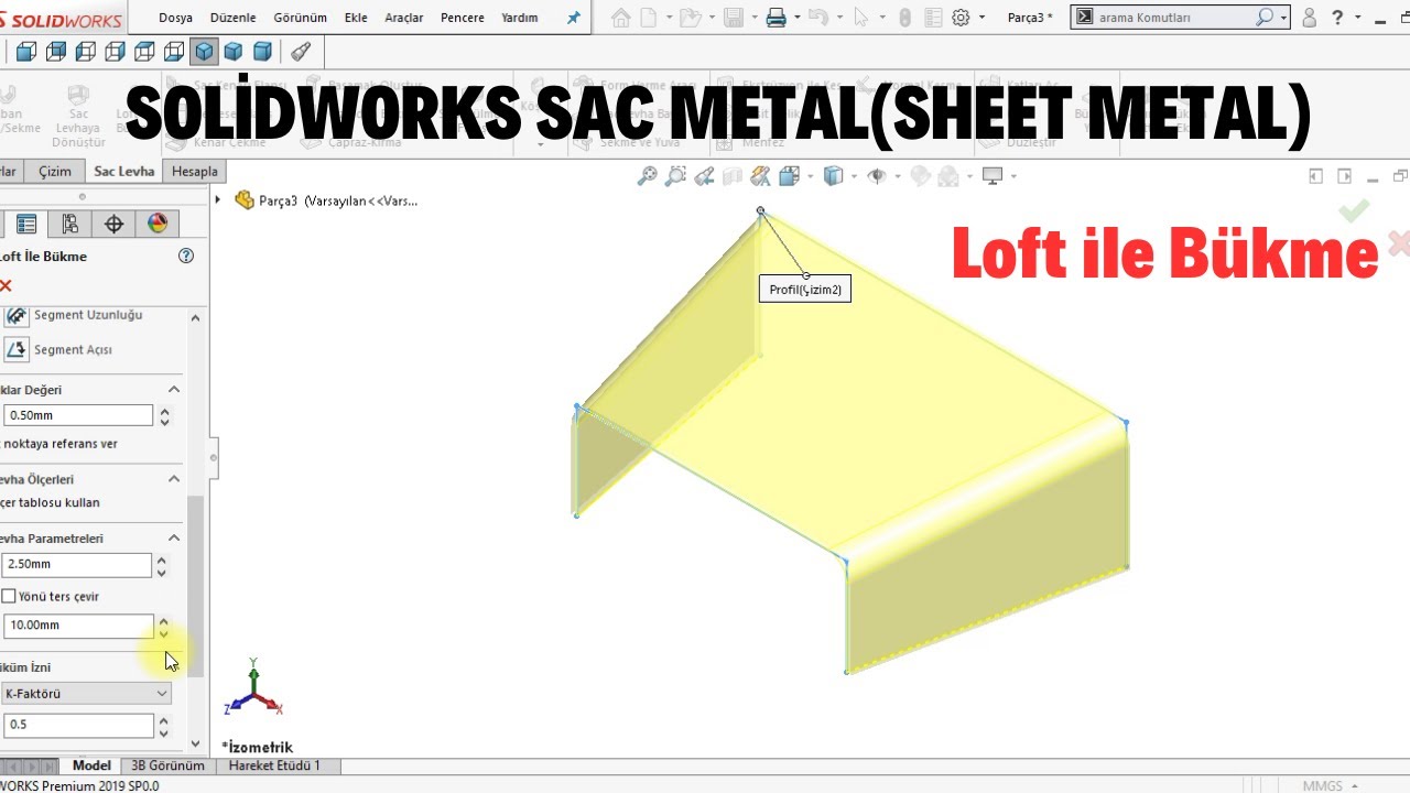 SOLİDWORKS SHEET METAL(SAC METAL) Loft ile Bükme Komutu #solidworks