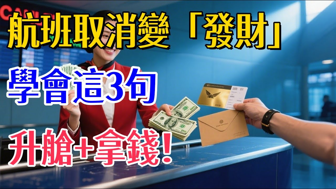 航班取消只能認賠？學會跟地勤說這3句話，食宿全包、立刻升艙，還能拿到現金賠償！#航班取消 #班機取消 #航班延誤#旅客權益 #機場攻略