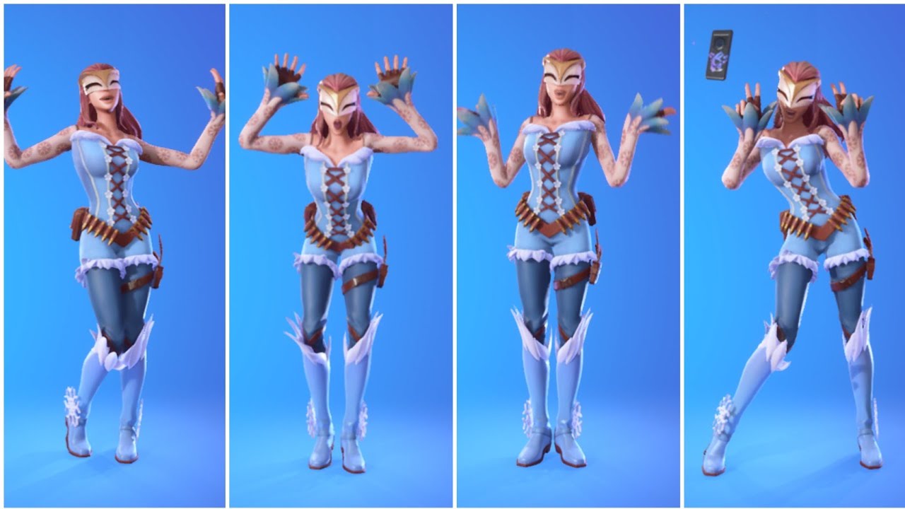 Витрина скинов Fortnite Nalia с танцами и эмоциями из серии Icon!