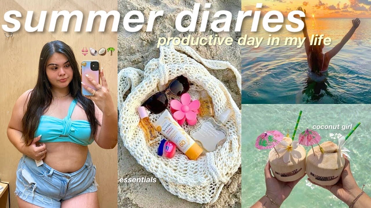 SUMMER DIARIES 🥥🌸 beach trip, coconut girl, grwm, productive vlog