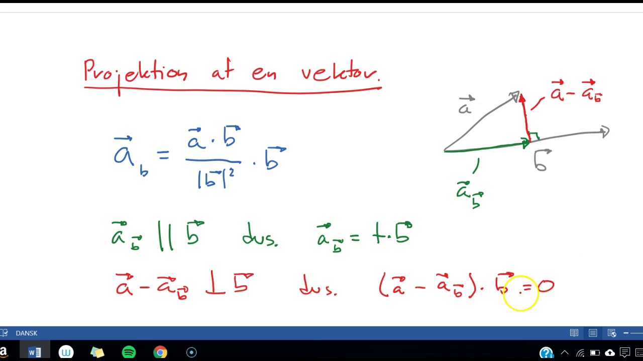 Bevis projektion af vektor