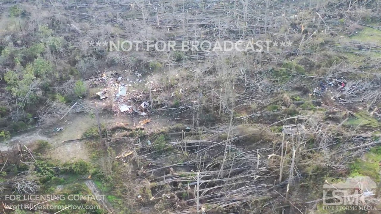 3-4-2019 Beuaregard, Al Tornado damage from EF4 long track tornado homes destroyed pine forest gone