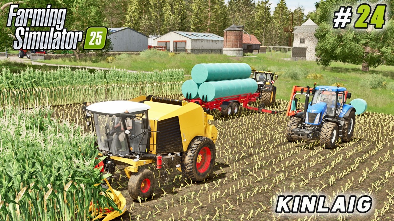162 Corn Silage Bales, Organic Fertilizing, and Soybean Sowing | FS25 | Kinlaig Farm | Timelapse #24