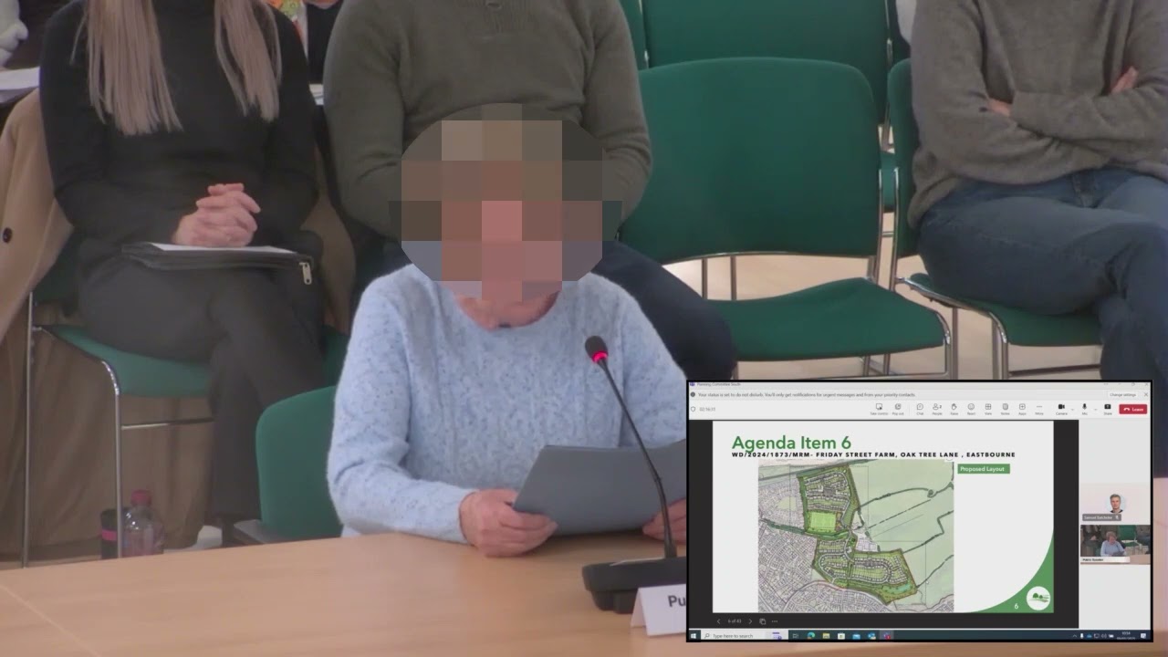 Chairman of Planning Committee South on Wealden District Council arguing with a public speaker