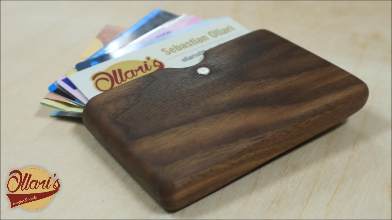 Making a modern walnut wood wallet / Business card holder