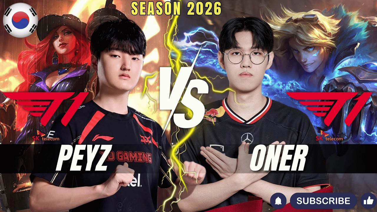 T1 Peyz vs T1 Oner - Peyz MISS FORTUNE vs Oner EZREAL ADC - Patch 26.4 KR Ranked | lolrec