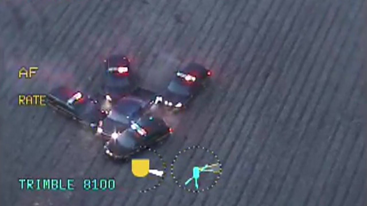Columbus Police helicopter helps chase pickup truck through farm field