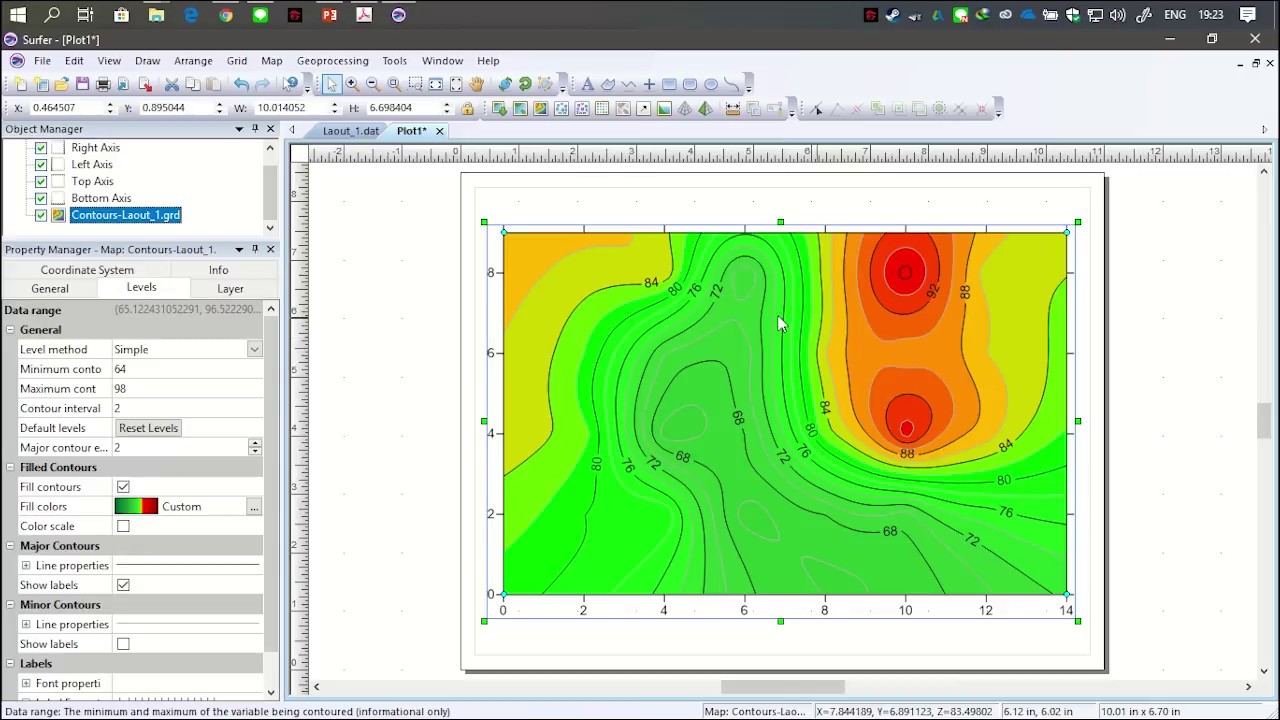 การทำ แผนที่เสียง (Noise Contour Map) ในโปรแกรม Surfer 13