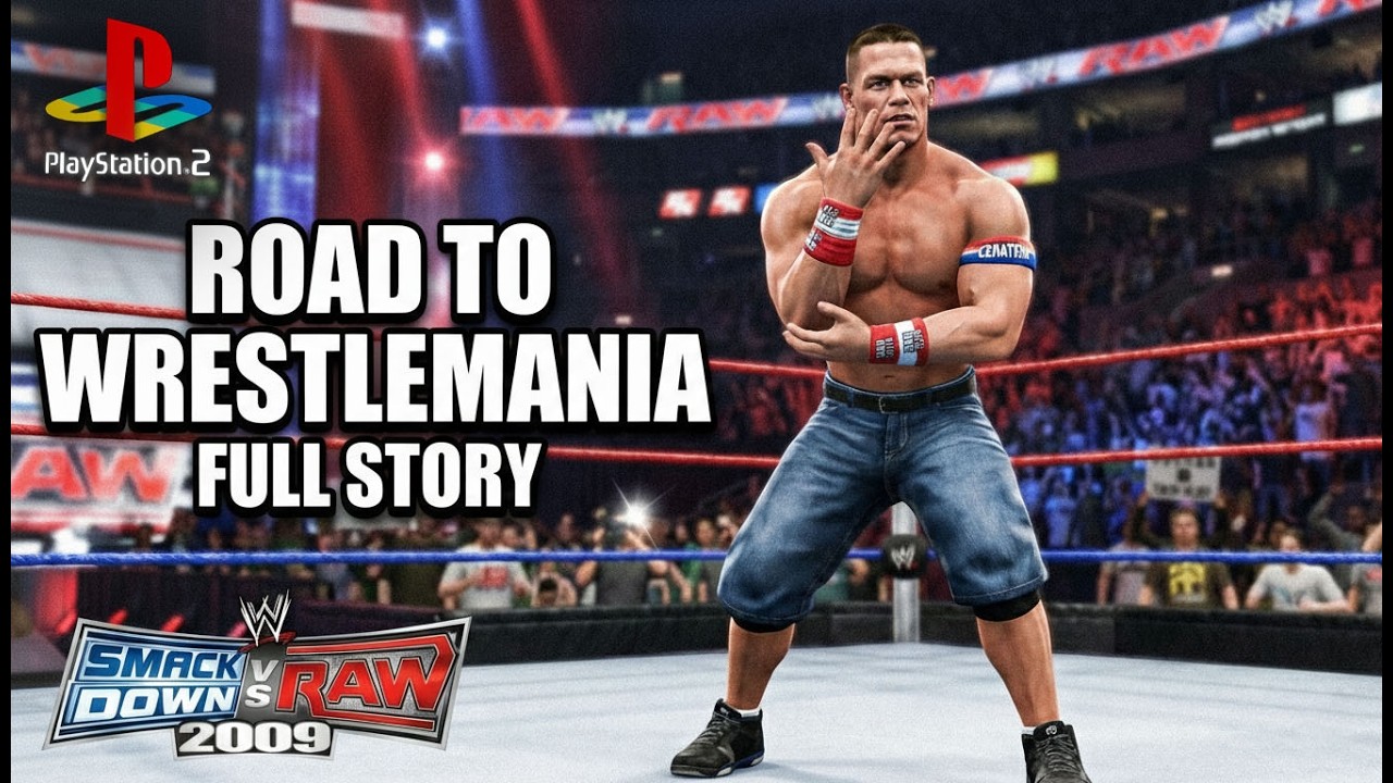 WWE SmackDown vs Raw 2009 (PS2) | John Cena Road to WrestleMania | Full Story Gameplay