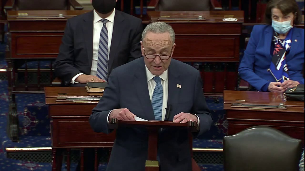 Chuck Schumer Gives First Speech As Majority Leader