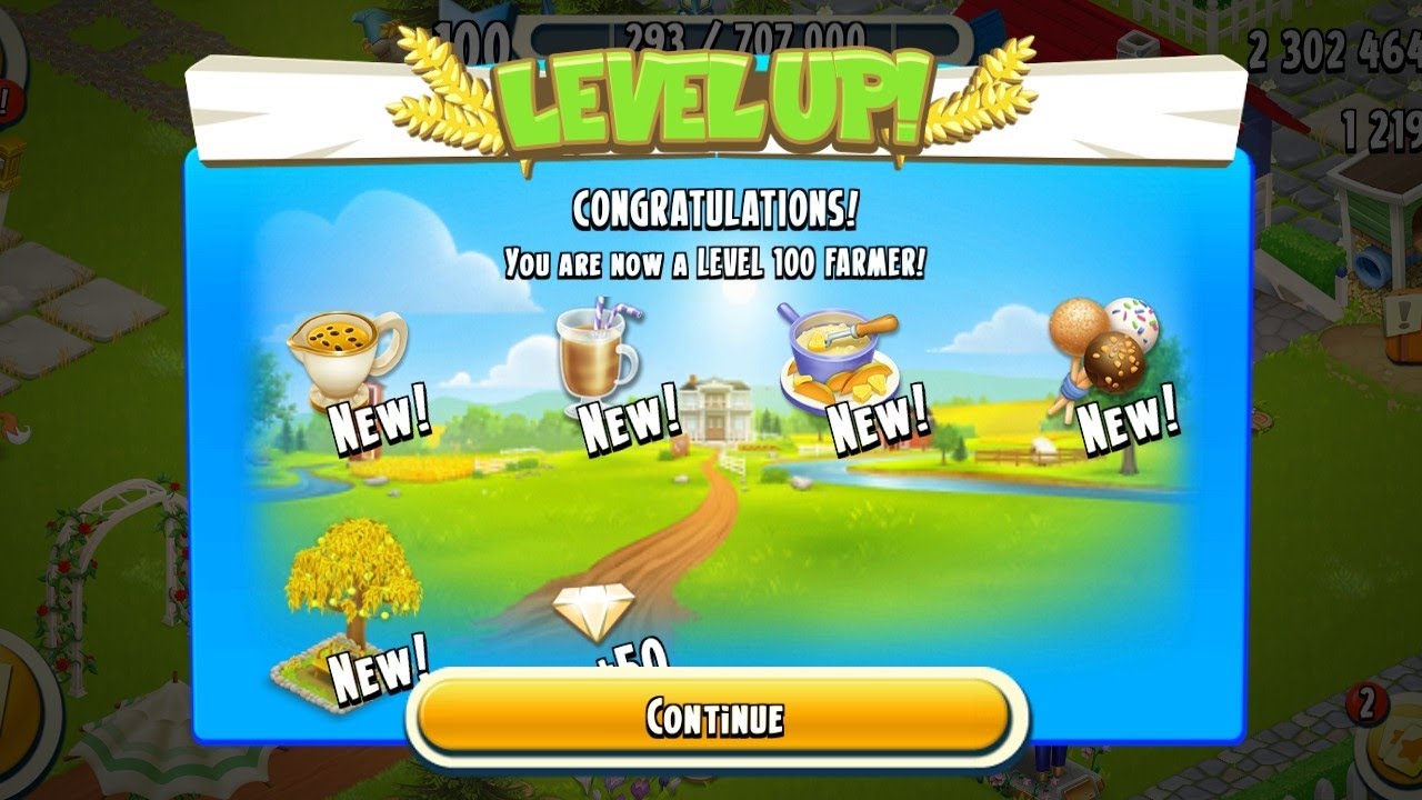 Hay Day : Lvl up 100 / Fried candy bar / Golden tree & more!