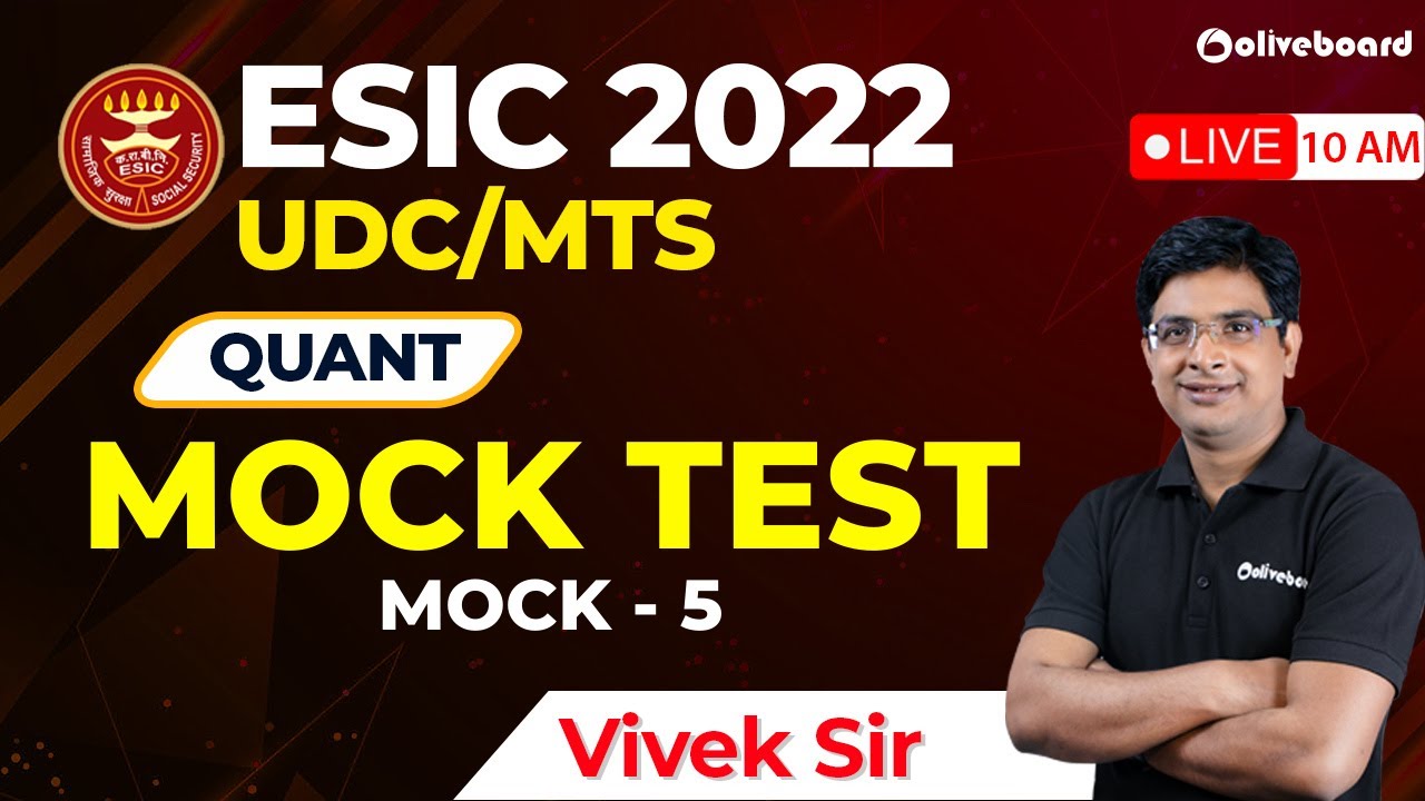 ESIC UDC/MTS 2022 | Maths | Mock Test | Mock - 5 | ESIC Mock Test | By Vivek Sir