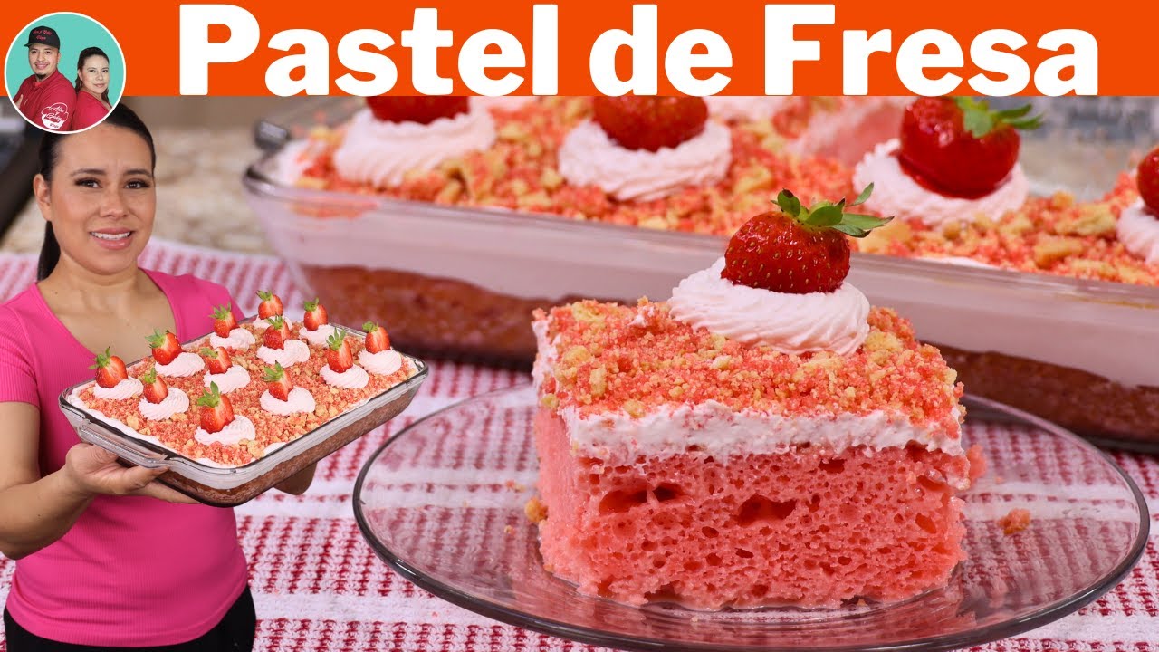 Pastel TRES Leches de FRESA con un Crujiente super Rico | que Te dejara SIN palabras |