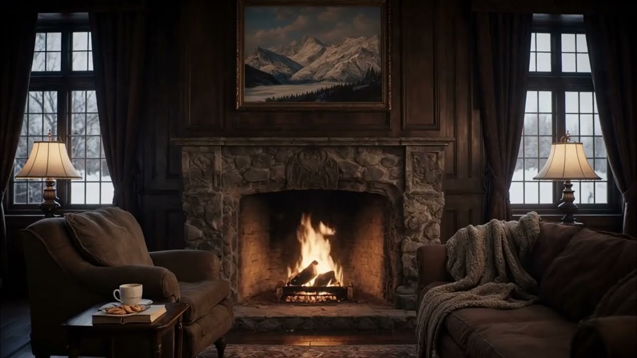 Cozy Fireplace Ambience 🔥 18th Century Winter Living Room | Relaxing Reading Background