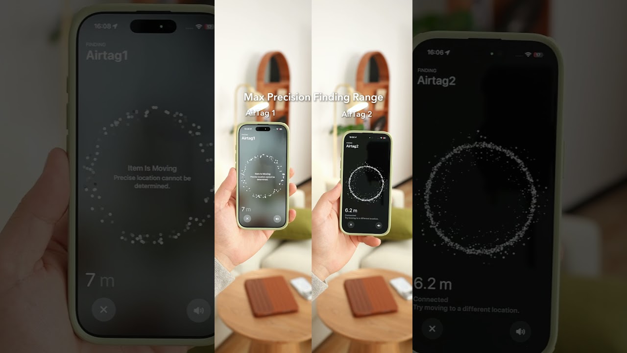 Сравнение дальности действия AirTag 2 и AirTag 1 #airtag #comparison #apple
