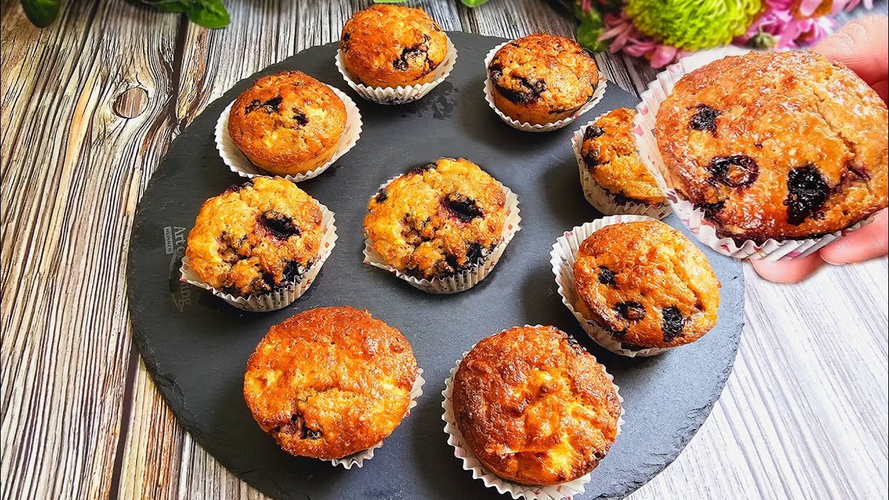 Безошибочные диетические кексы с овсом, яблоком и черникой! Рецепт вкусных и простых маффинов!