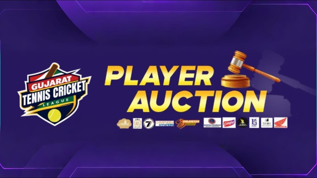 PLAYER  AUCTION || GUJRAT  TENNIS  CRICKET PREMIER LEAGUE