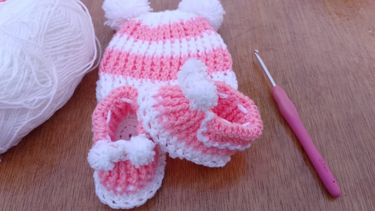 Chausson & Bonnet Bébé au Crochet FACILE Débutant 0-3mois (PT 1/2)