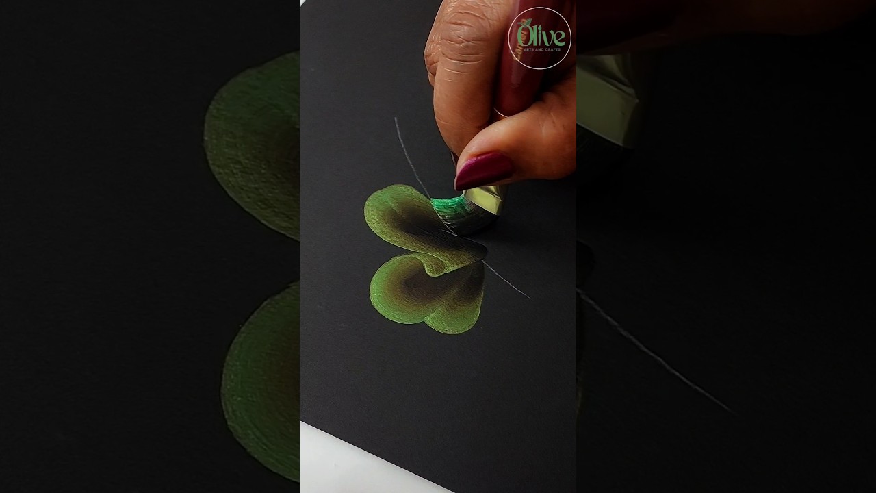 Onestroke Metallic Acrylic Leaf Painting 🎨🌿 