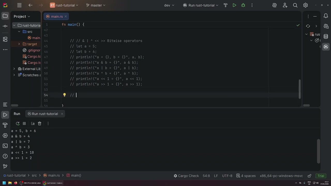 Rust Programming Tutorial #7 – Arithmetic, Bitwise, Logical & Comparison Operators
