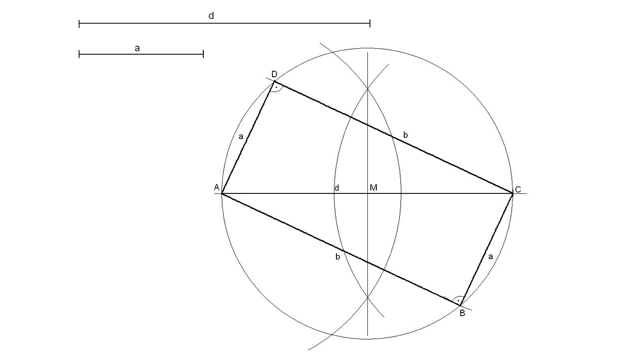 How to draw a rectangle knowing the length of the diagonal and one side