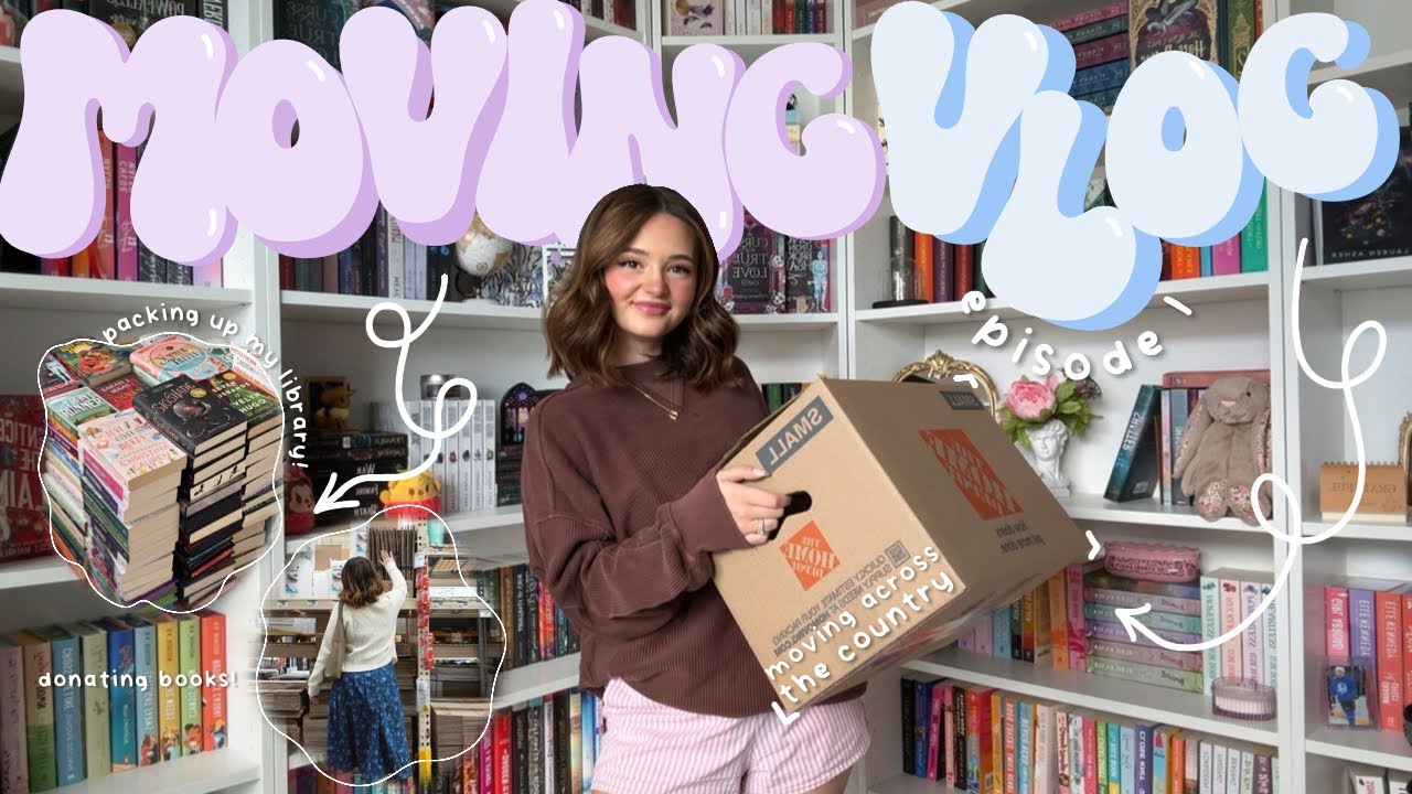 packing up all my books + taking down my home library… 📚📦💗 [moving vlog ep. 1]