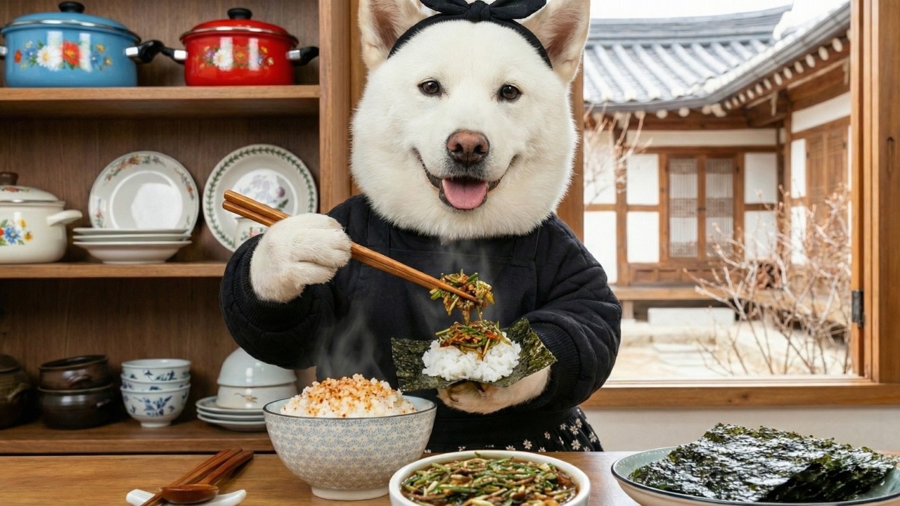 구운 김에 '만능 달래양념장', 진돌이는 또 살쪄요🌸